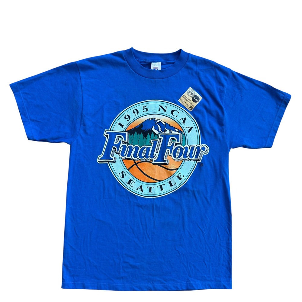 Vintage 1995 NCAA Final Four Seattle T Shirt Logo 7 Blue Mens L Deadstock USA